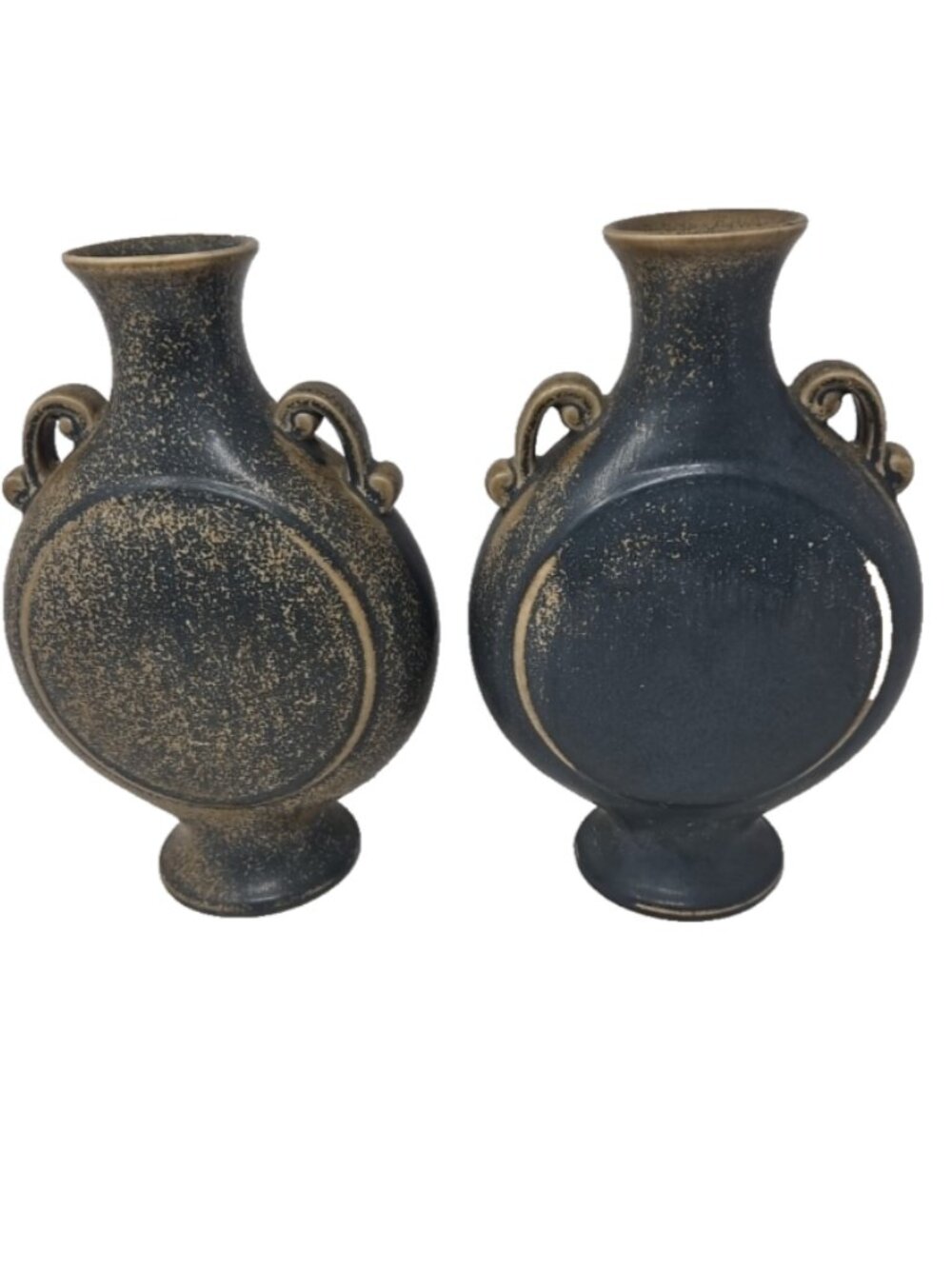 Pair Antique 1923 Rookwood Pilgrim Canteen Moon Flask Vases WE Hentschel 2627